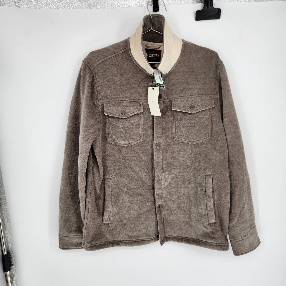 Alesbury Chenille Sherpa Jacket Mens Medium Brown Button Front Shirt Jacket NWT
